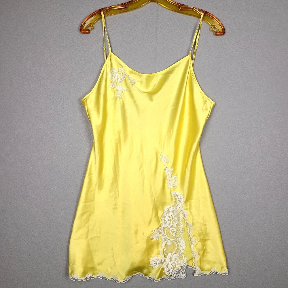 Victoria's Secret Satin Lemonade Yellow Slip Dress Medium Lingerie Nightie Y2K